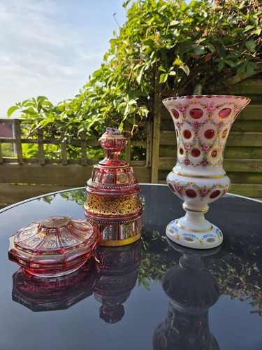 Antique glass moser cranberry - antique,