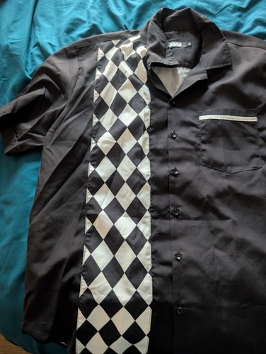 Black and white bowling shirt - and,