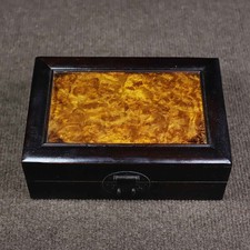 Chinese Natural Blood Sandalwood Inlaid Golden Camphor Wood Storage Box 3302