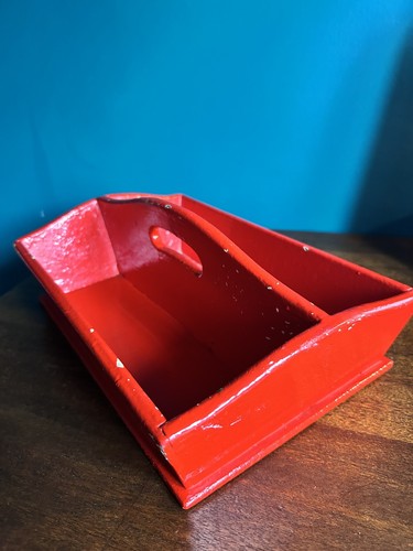 Vintage red painted wooden - vintage,