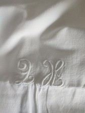 A French Antique Vintage Monogrammed Linen Sheet