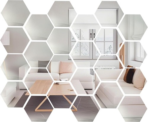 Pieces hex mirror tiles - hex,