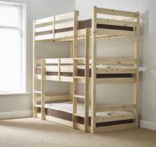 Triad 3ft Single 3 Tier HEAVY DUTY Solid Pine Triple Sleeper Bunk Bed (EB66)