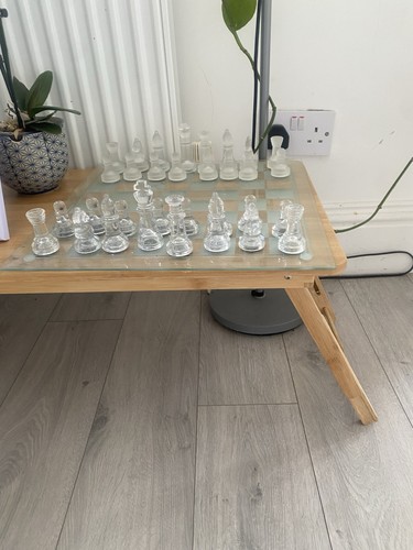 Clear glass chess set with - glass,