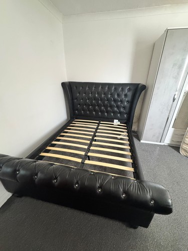Double sleigh bed with matress - sleigh,