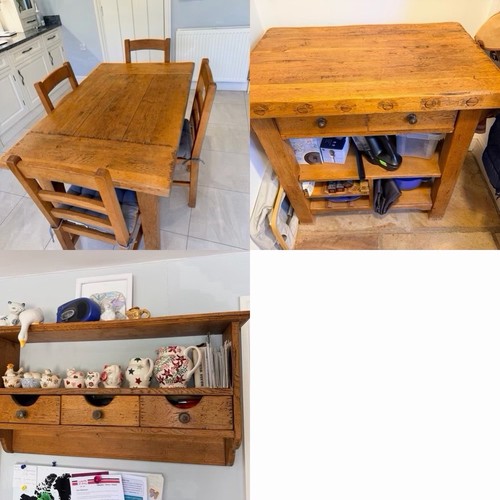 Solid oak table and chairs - oak, +