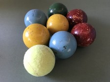 Vintage Wooden Skittles Ball Qty 7 Tennis Ball for Size Only