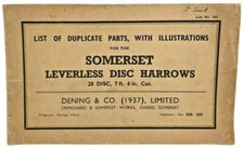 Illustrated List Duplicate Parts Somerset Leverless Disc Harrows Dening Co 1937