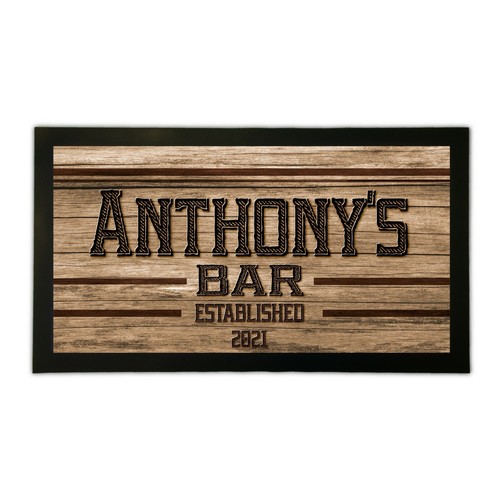 Personalised bar runner mat - personalised,