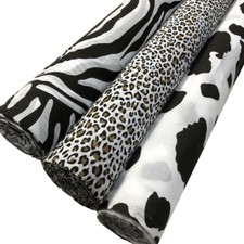 Poly Cotton Snow Leopard Cat Fur - Zebra - Cow Skin Patterns 45" Wide