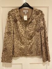 Joseph Ribkoff Size 14 Gold Floral Appliqué Jacket