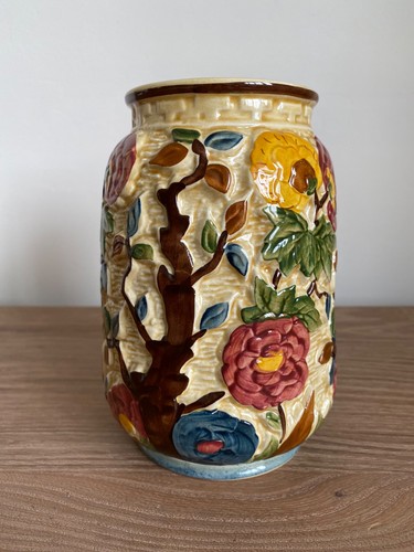 Vintage wood ceramic vase - h,