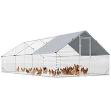 PawHut Walk In Chicken Run Large Galvanised Chicken Coop w/ Cover 6 x 3 x 2m