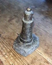 Vintage Cornish Serpentine Stone Lighthouse Small Grey Marbled Ornament 95mm