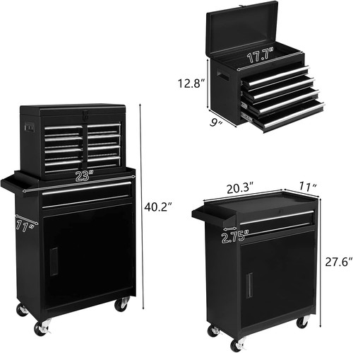 Black metal tool cabinet - black,