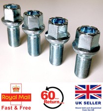 Audi A4 S4 RS4 alloy wheel bolts. M14 x 1.5, radius, 17mm Hex set of 4