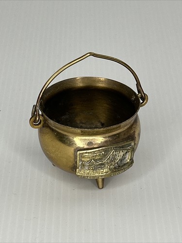 Vintage brass cauldron pot - cauldron,