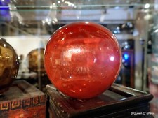 Witch Ball Christmas Ornament Antique Cranberry Glass Hand Blown