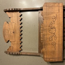 antique wall-mounted letter or document holder Engraved Wood 14x10”