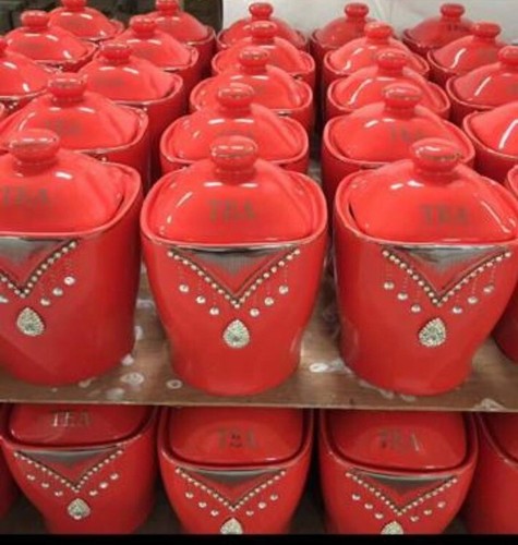 Tea coffee sugar jars - tea,