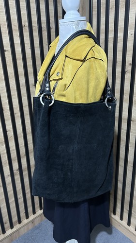 Real suede black large slouchy - suede,
