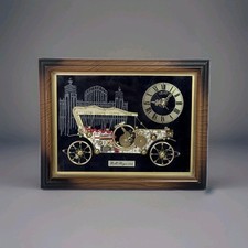 VINTAGE LINDEN ROLLS ROYCE 1910 ANTIQUE AUTOMOBILE CAR CLOCK JAPAN MANTEL WORKS