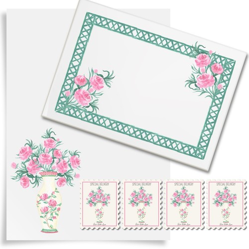 Floral letter writing set - set, a5