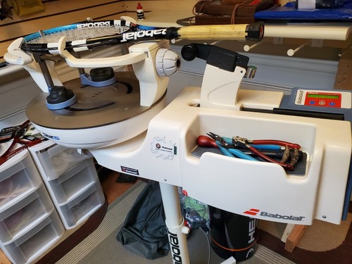 Tennis racquet stringing - racquet,