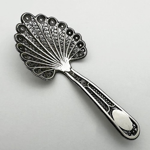 Georgian filigree caddy spoon - filigree,