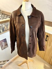 Wallace Sacks Vintage Brown Leather Button Up Mid Length Jacket Size 10 Blogger
