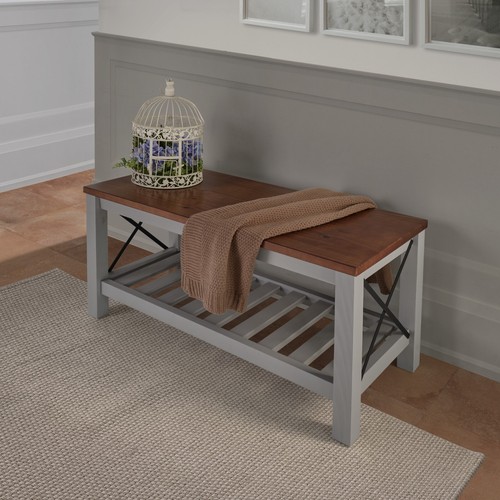 Cottage bench grey - cottage, painted