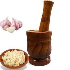 Durane Wooden Mortar & Pestle 13x15cm Natural Wood Spice Herb Grinder
