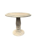 Vintage Limewashed Grey Traditional Wooden Round Bar Bistro Side Table - 45cm