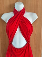 Brand New QUIZ Red Cut-Out Halter Maxi Dress – Size 10