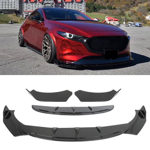 Gloss black front bumper lip - black,