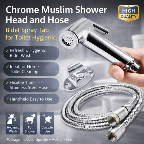 Chrome muslim shower head - shower,