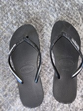 Original For Havaianas Flip Flops Size 4.5/5 (37/38 EU) Black