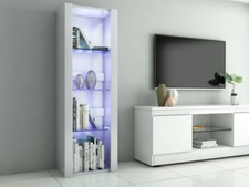 Tall Display Sideboard Cabinet Bookcase Units 3 Glass Shelves with LED Light