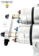 Twin Fuel Pump Billet Aluminium Assembly OUTLET Manifold FITS Bosch 044 SILVER