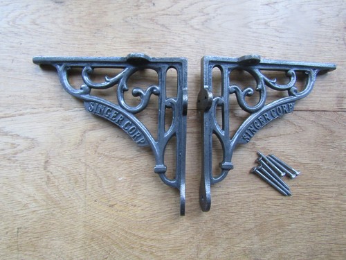 Pair rustic iron shelf - of,