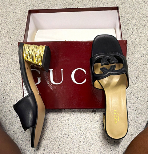 Gucci black leather logo - gucci,