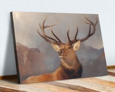 DEER STAG FRAMED CANVAS WALL ART PRINT ARTWORK  PICTURE GEOMETRIC