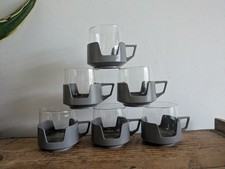 6 Grey Drink Mugs Cups Vintage