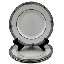 Wedgwood Amherst Bread Plate Set of 4 VTG 6" Gray Band Blue Floral England