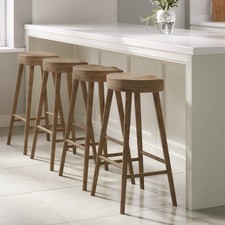 Set of 4 Solid Weathered Oak Kitchen Counter Stools - 70cm - Ra BUN/RYN001/90005