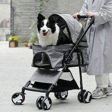 Large Pet Dog Stroller Puppy Cat Pushchair Pram Carrier for Difficulty Old Pets