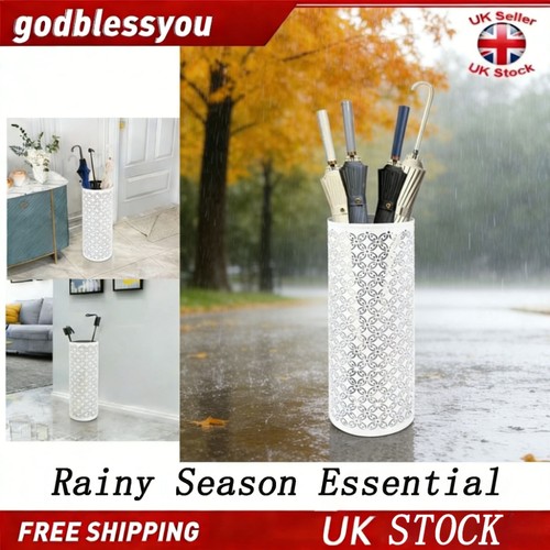 White metal umbrella holder - metal,