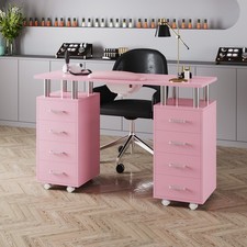 Professional Nail Station Manicure Table with Drawers Wheels Dust Collector