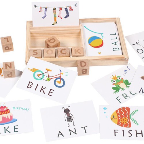 Wooden spelling game kids - wooden,