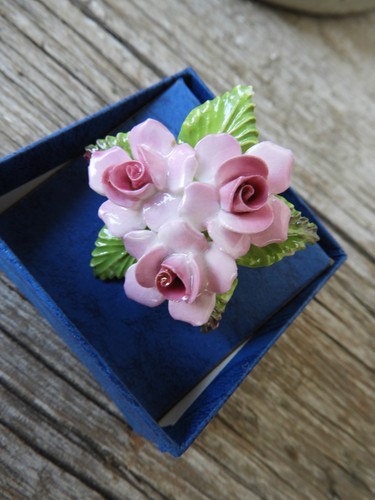 Vtg nib pink roses - vtg,